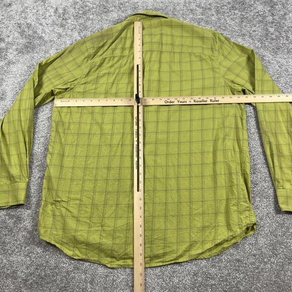 Eddie Bauer Button Down Shirt Mens Large Tall Plaid Cotton long Sleeve Green - Picture 9 of 13